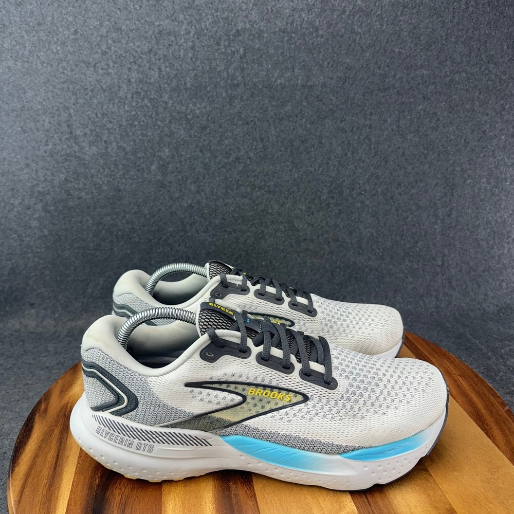 Brooks Glycerin GTS 21 Mens Running Shoes White Grey Blue 1104201D184 Size 10.5D